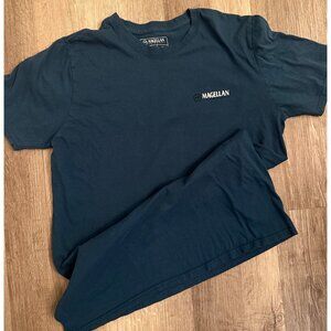 Magellan outdoors dark teal campfire guitar tshirt mens size m